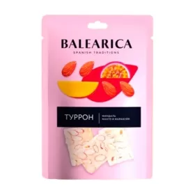 Туррон Baleariaca ЦЕЛЬНЫЙ МИНДАЛЬ С МАНГО И МАРАКУЙЕЙ 50 гр