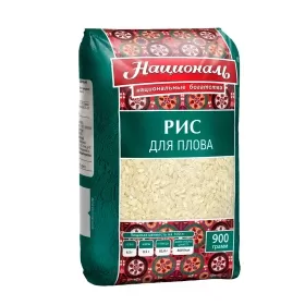 Рис белый для плова среднезерный шлифованный Националь 900 гр
